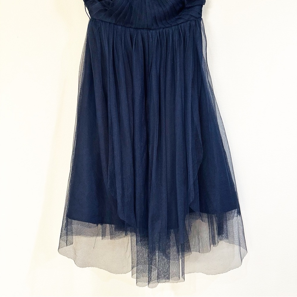 Jenny Yoo Strapless Tulle Tea Length Dress in Navy Size 0 - Picture 3 of 7